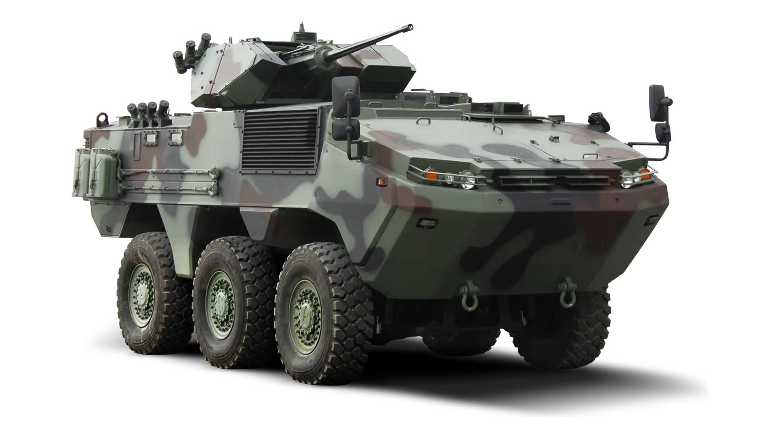 Camouflaged TAIMAS 6×6 with a medium-calibre turret